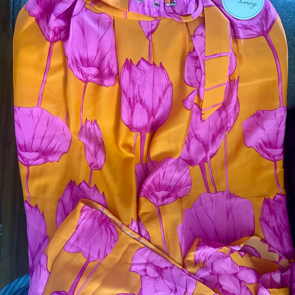 Vibrant Orange and Pink Floral Palazzo